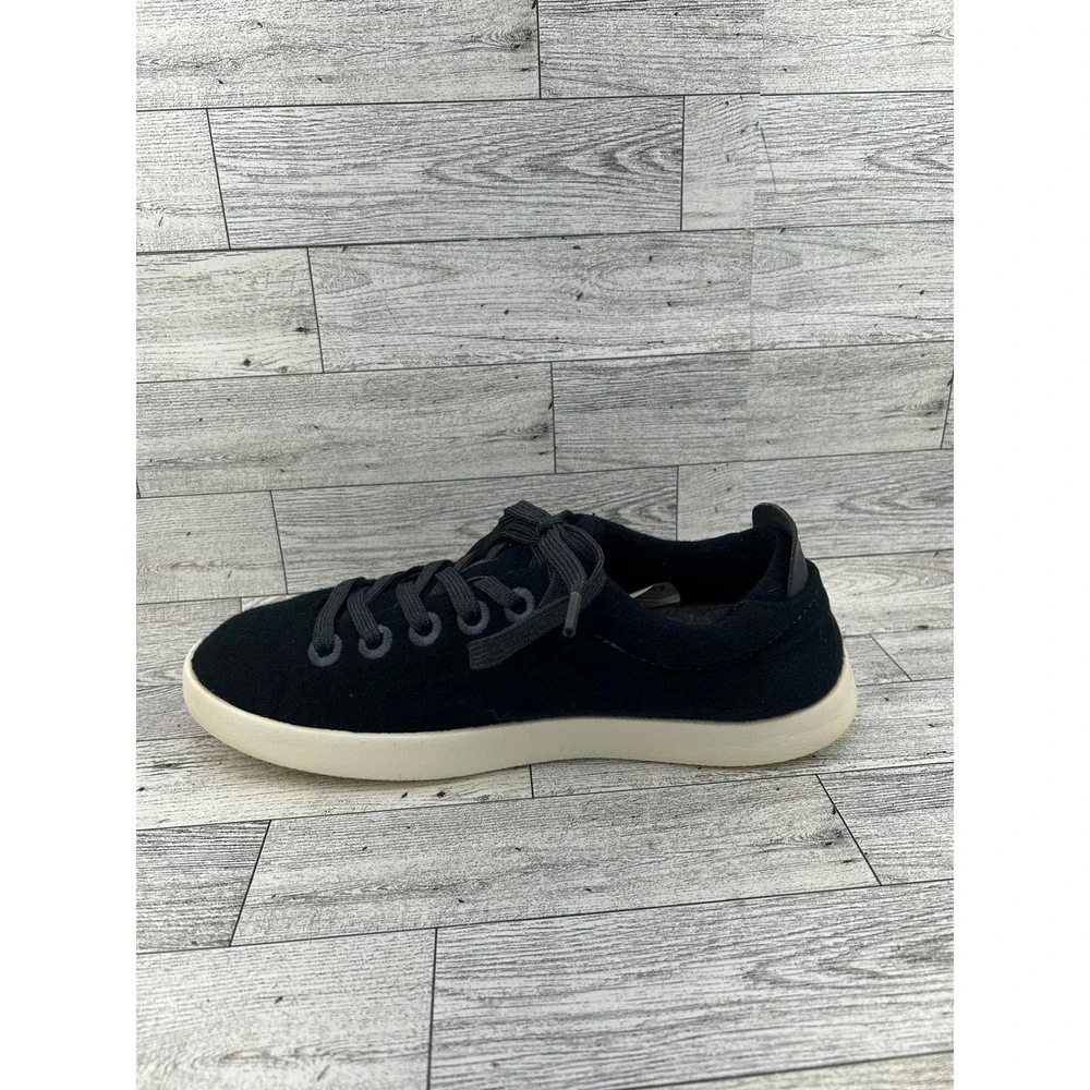 Allbirds Wool Pipers Women Sz 9 Black Merino Wool Low Top Sneakers Cream Sole